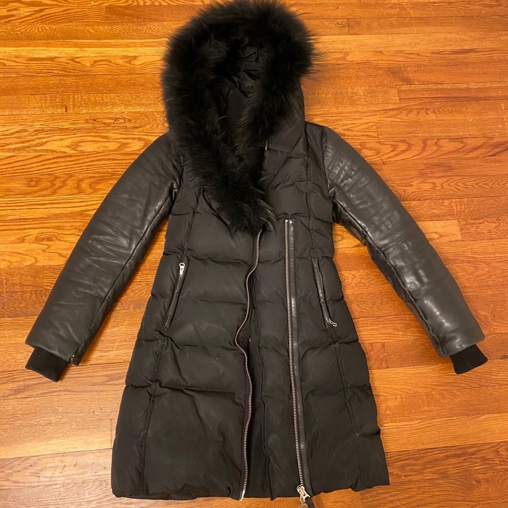 Women’s MACKAGE down coat with leather sleeeves